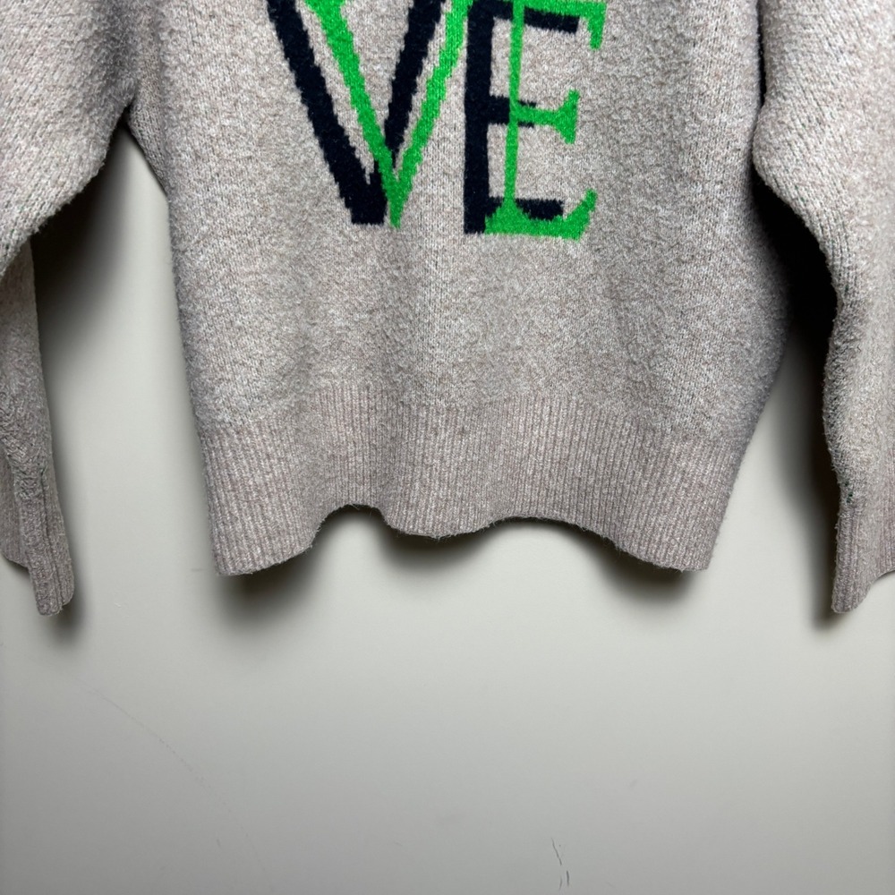 A New Day Gray Crewneck Graphic Love Stretch Pullover‎ Knit Sweater Womens XL - Picture 3 of 9